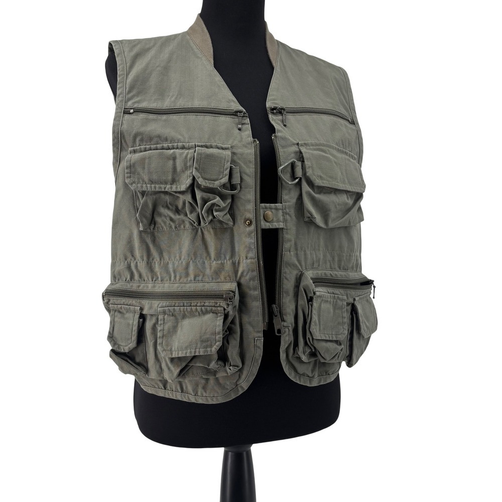 Vtg 90's Women's Olive Green Utility Cargo Vest Small Tactical Gorpcore EUC